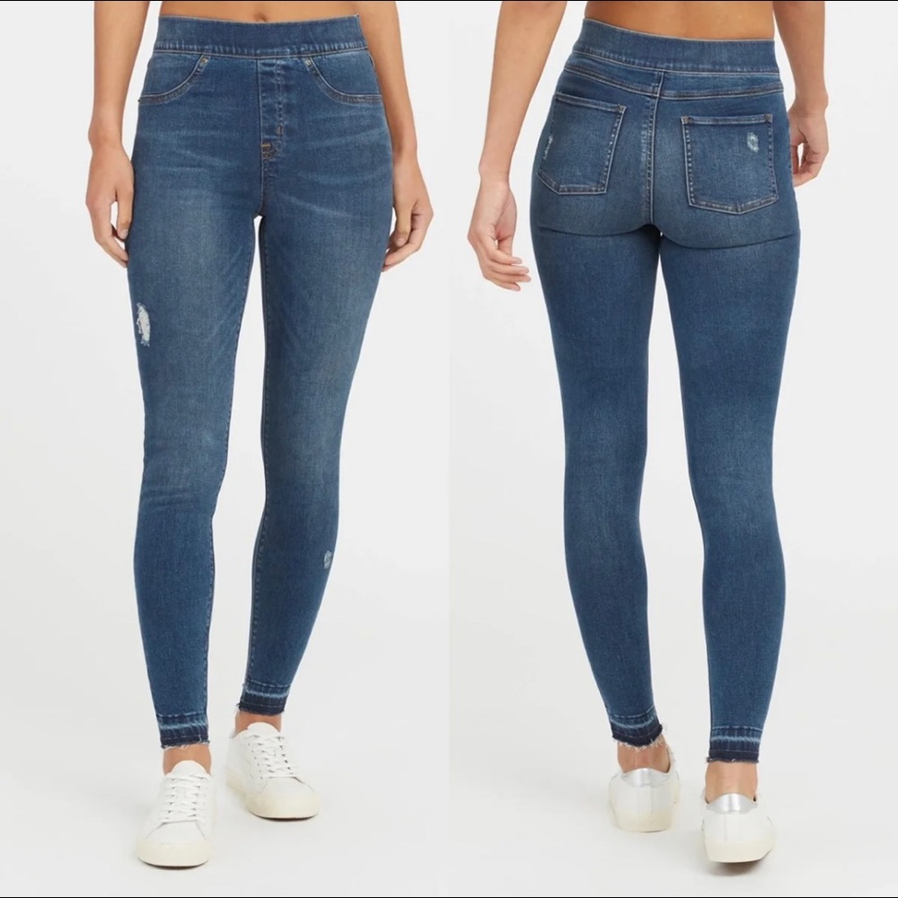 Spanx distressed skinny jeans